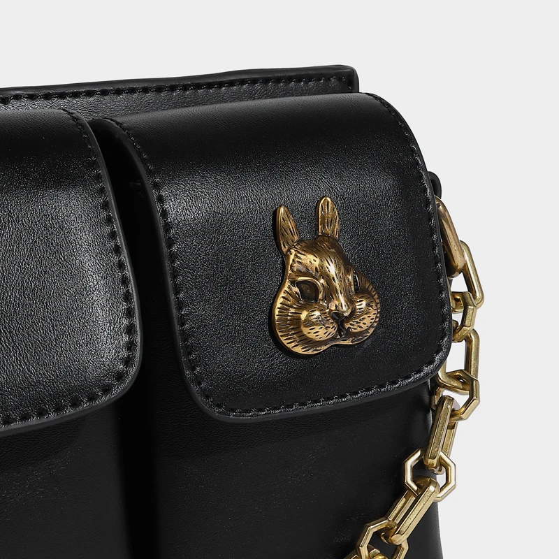 Vintage Sling Bags For Womens Luxury Designer Handbags And Purses 2023 New In PU Metallic rabbit Head Small Underarm Shoulder