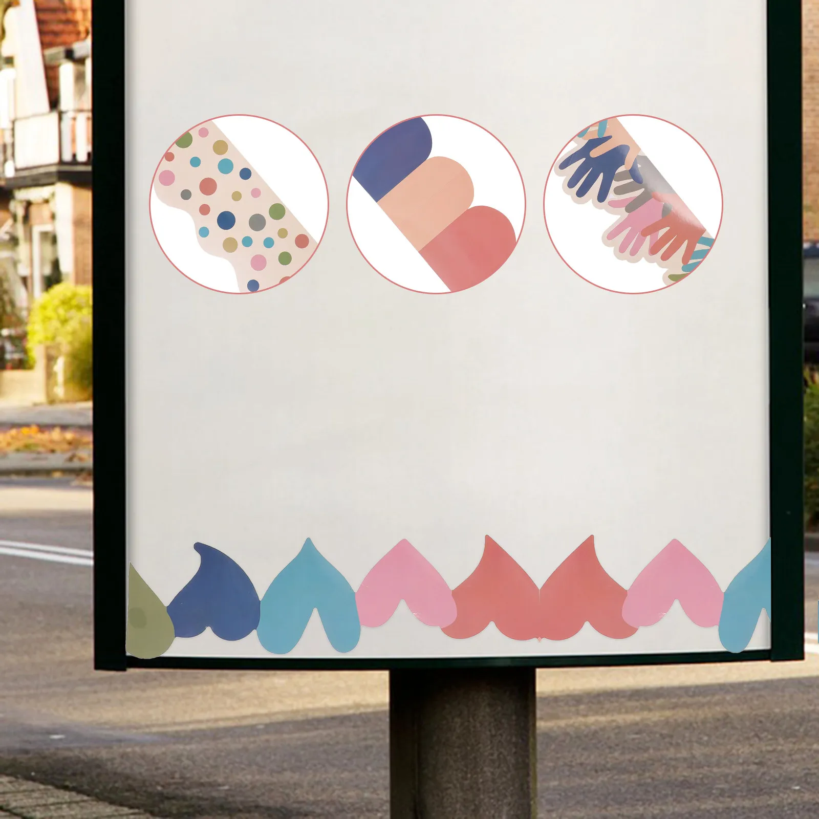 

4 Rolls Bulletin Board Border Sticker Waterproof Wear-Resistant Cartoon Decorative Trim for Classroom Office Door Window
