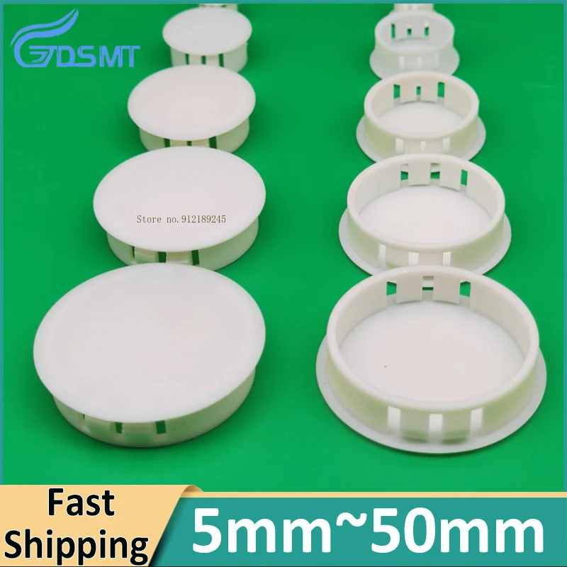 White Plastic Hole Plug snap on plug furniture door and window decoration dust cover 5MM~50MM