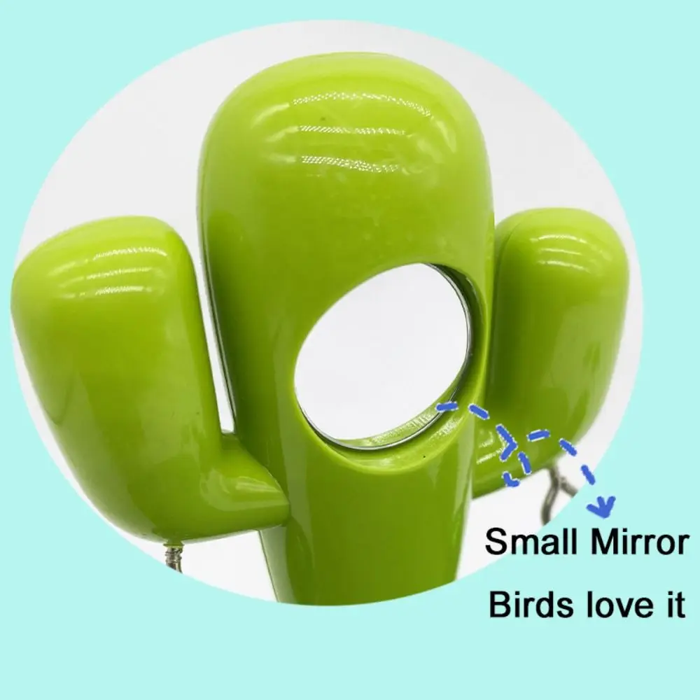 Bird Leaves Shape Bird Perch Stand Wear Resistant Cactus Parrot Play Stands with Bells Bird Mirror Cage Accessories