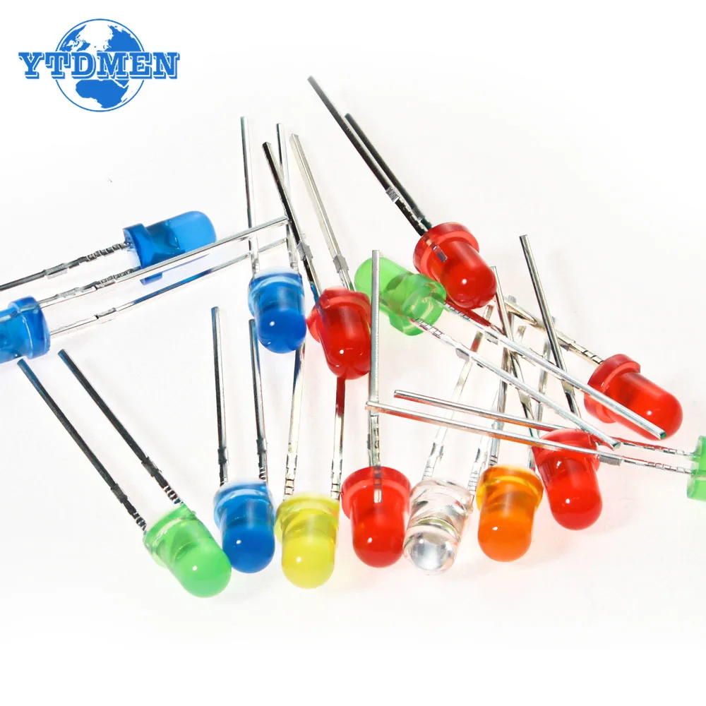 60pcs/lot LED Diodes 3mm 6 Values *10PCS LEDs set,White Red Yellow Blue Green Orange F3 LED Lights Diodes Electronic Kit