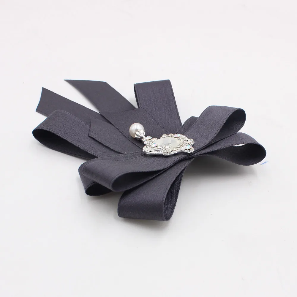 Handgemachte Mode schwarz Band Fliege Strass Kristall Stoff Stoff Luxus Hochzeits kleid britische Schulmädchen Geschenk für Frauen – Detail 6