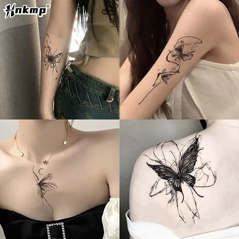 1 Sheet Black Butterfly Temporary Tattoos For Women Men Fake Tattoo Sticker Adults Face Hands Body Art Tattoo