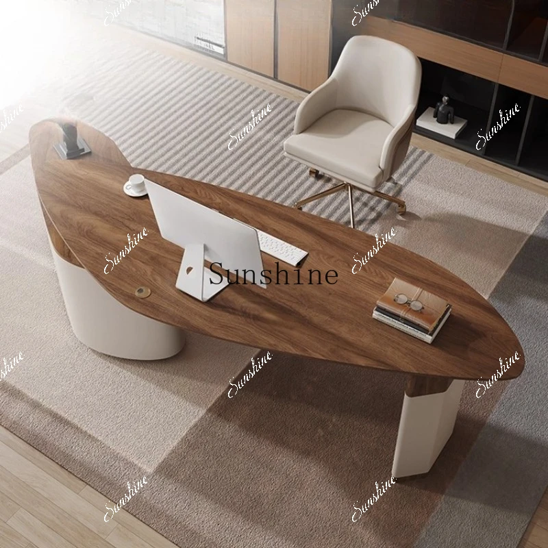 WDesign, medieval style living room large desk, solid wood light luxury modern, special-shaped senior office