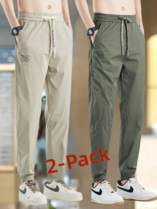 

Men's Casual Ice Silk Workwear Pants Loose Trousers Nine Points Summer Thin Sle Faionable Youth Leisure Trousers