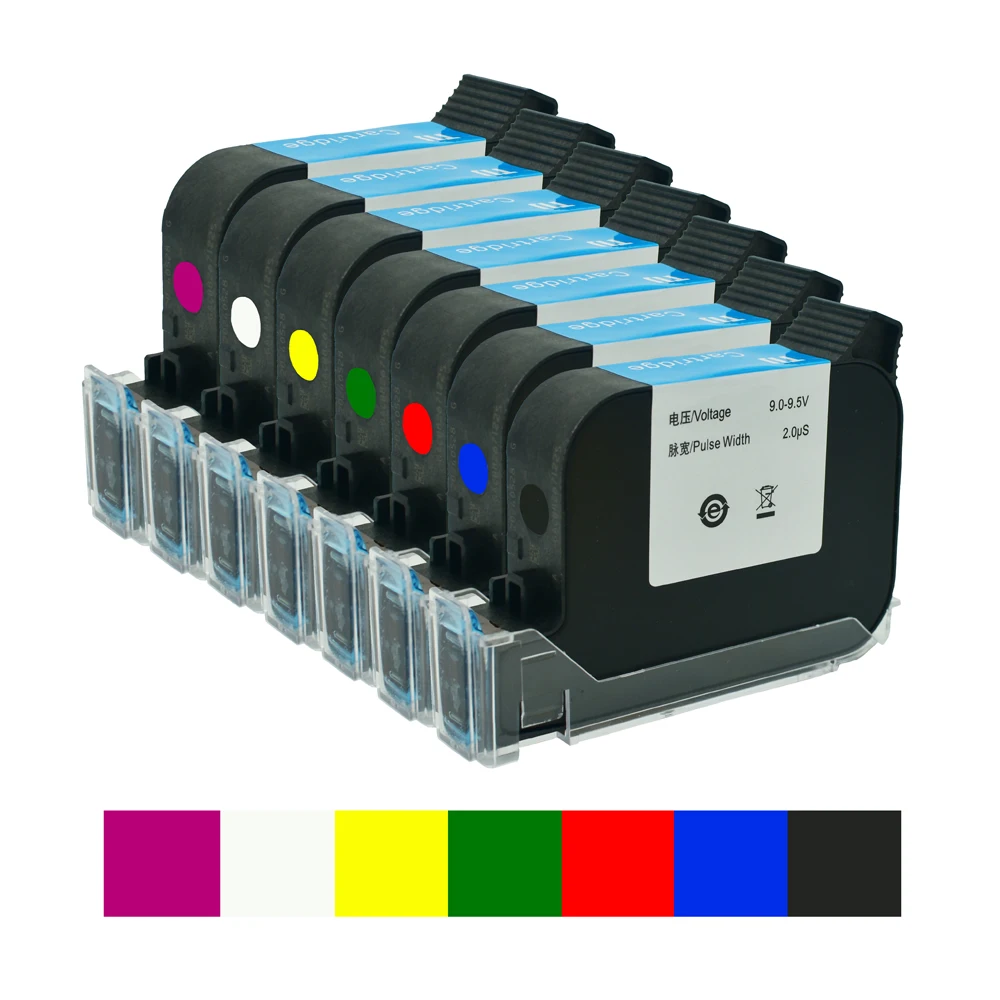 Handheld Printer Ink Cartridge Black Blue White Eco Solvent for 600DPI Portable Expiry Date 12.7mm Inkjet Coder Printer