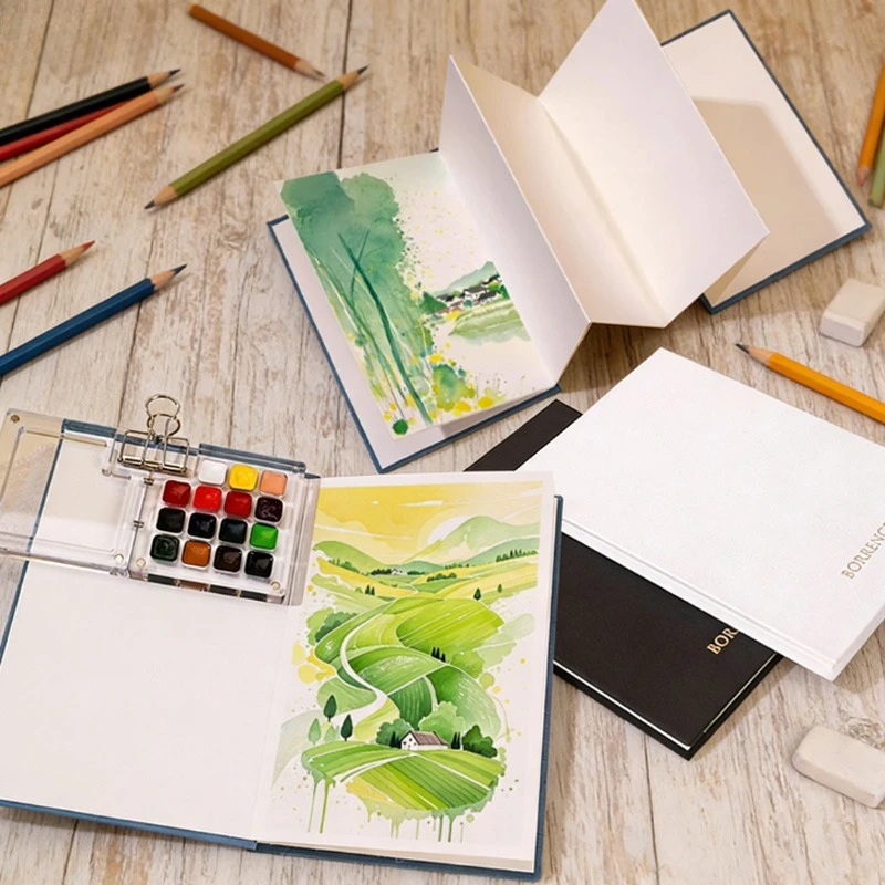 2pcs 19x13cm Organ Folding Sketchbook Neutral Acid Free 300gsm Cotton Pulp Watercolor Painting Outdoor Sketching Travel Handbook