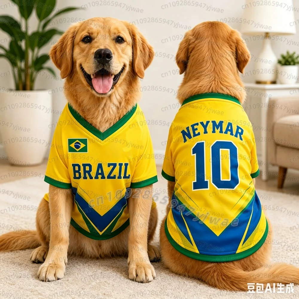 2026 Katzen- und Hunde-Fußballtrikot BRASILIEN Flaggen-Print NEYMAR Nr. 10 große Hunde-Basketball-Trikots, Welpen-T-Shirts, Haustier-Katzen-Shirts – Detail 2