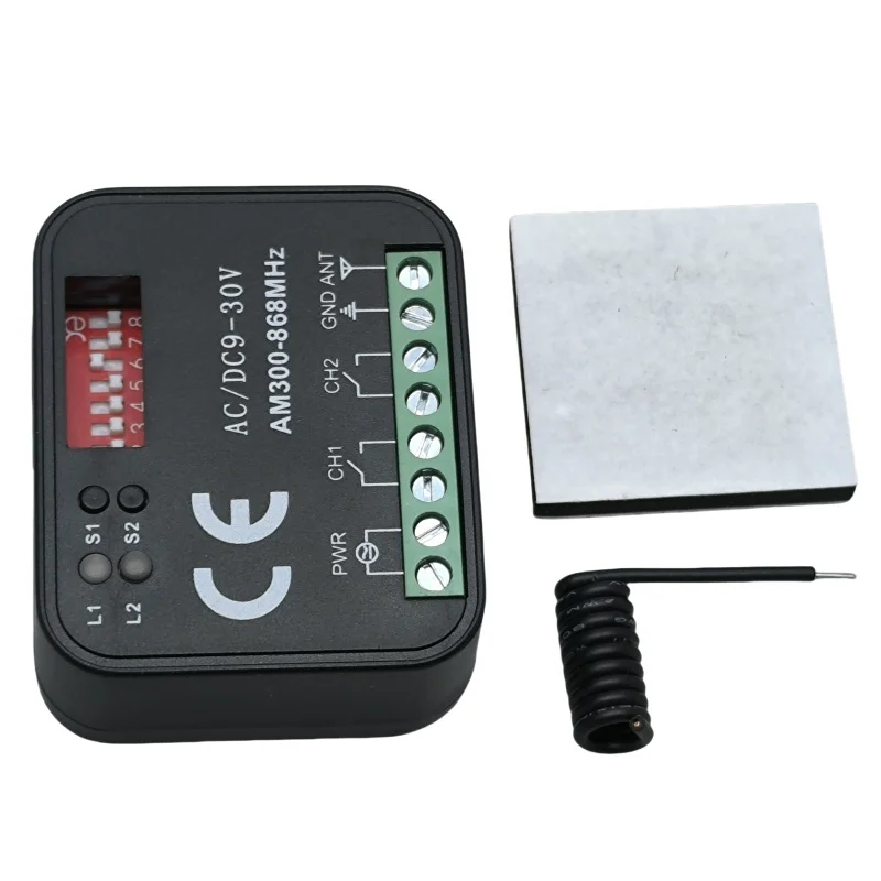 Universal Garage Door Remote Control Receiver RX, 433/868MHz Multi Frequency, AC/DC 9-30V 85-250V Relay Module, 2 Channels