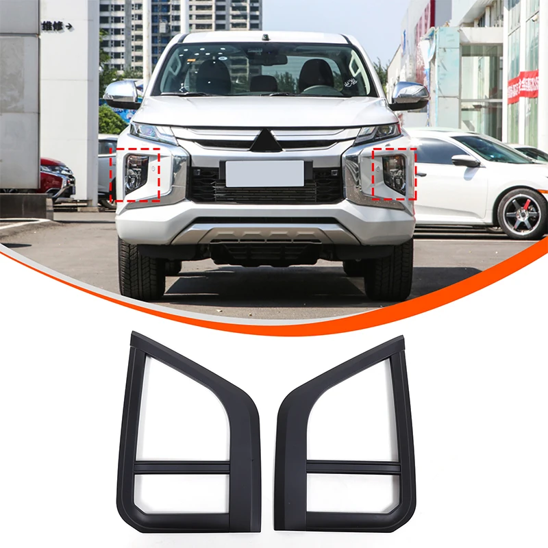 

For Mitsubishi Triton L200 2019-2023 ABS Matt Black Car Front Fog Lights Trim Frame Car Accessories