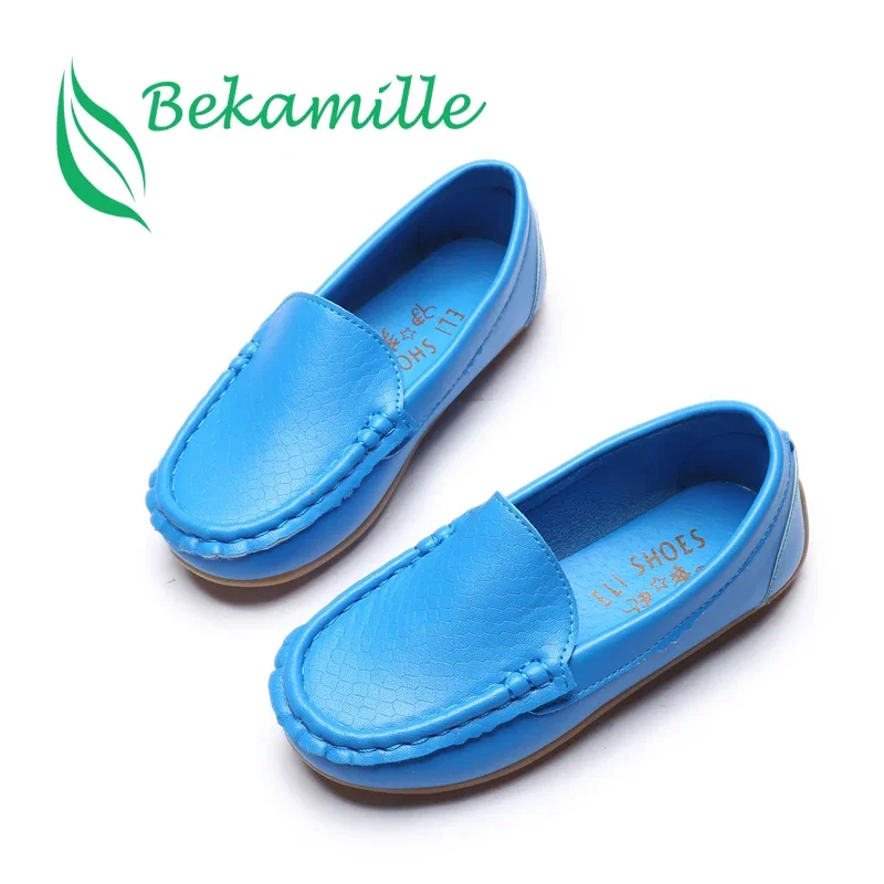 Zapatos suaves de cuero para niños y niñas, zapatillas informales de Color sólido
