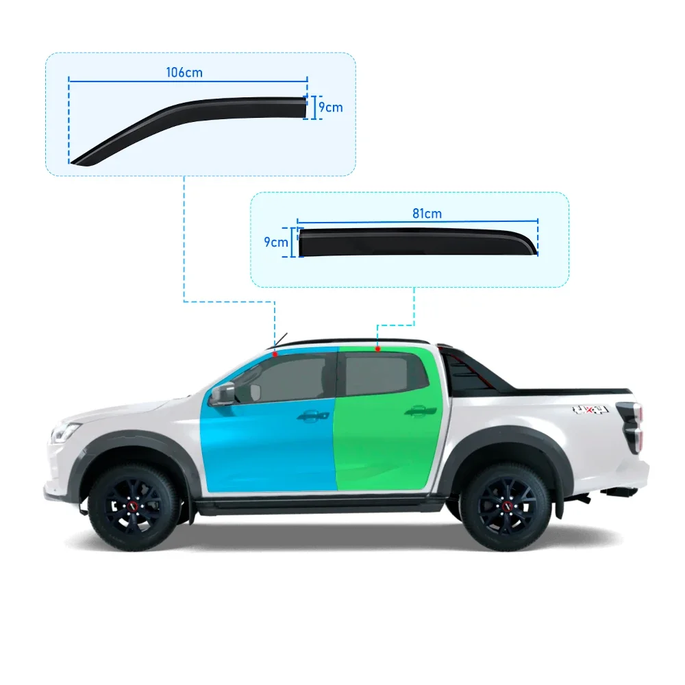 Wind Deflectors  Weather Shield  Window Visor For ISUZU D-MAX DMAX 2024 DOUBLE CABIN Rain Guard 4X4 Car Accessories