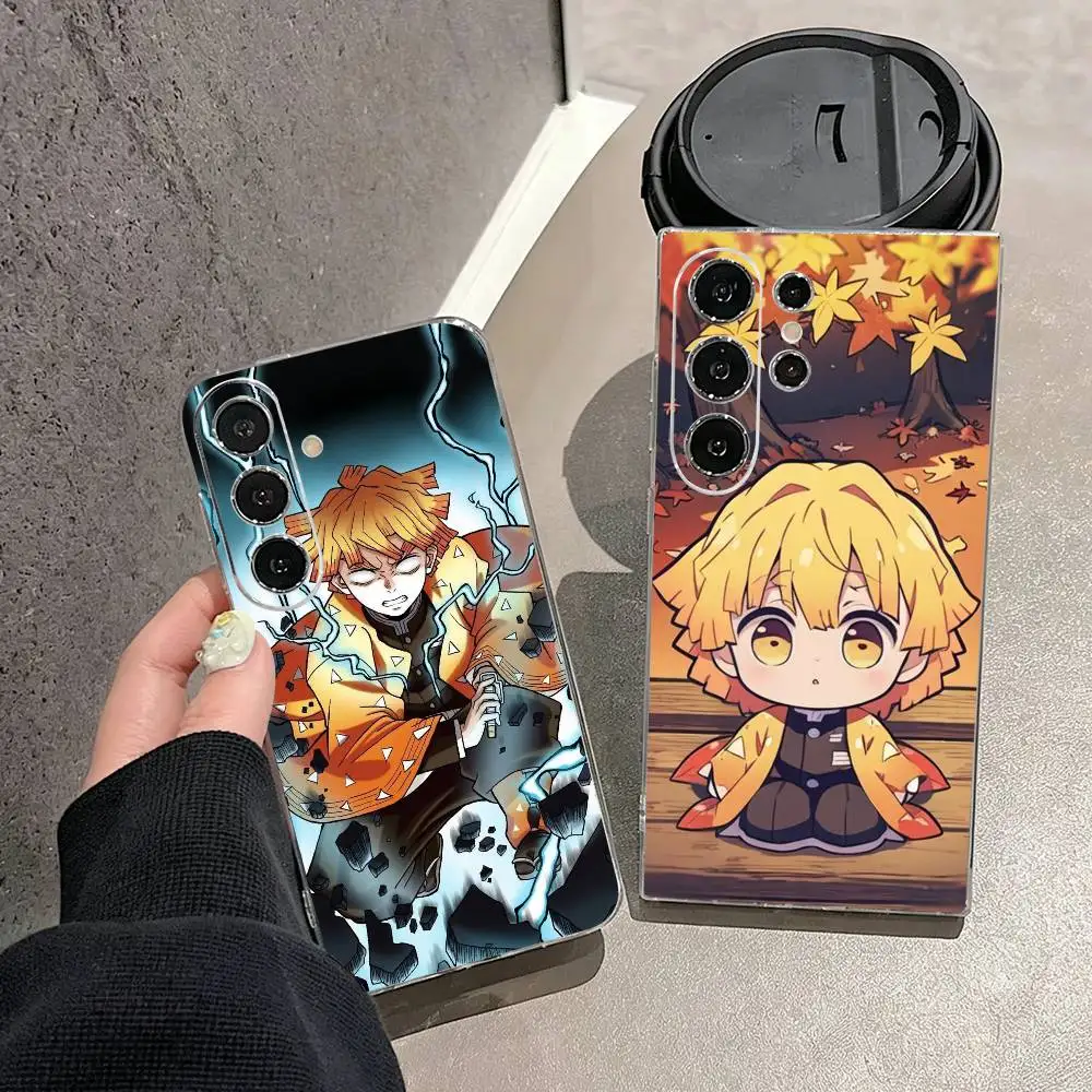 Hot Anime D-Demon Slayer Zenitsu  Phone Case For Samsung S25,S24,S21,S22,S23,S30,Ultra,S20,Plus,Fe,Note,10,9,5G Transparent