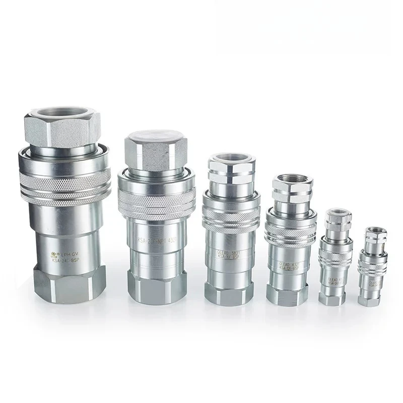 Hydraulic Quick Release Coupling KSA, High Pressure Oil Pipe Connector for Agricultural Machinery Skid Steer Mold Sanitation