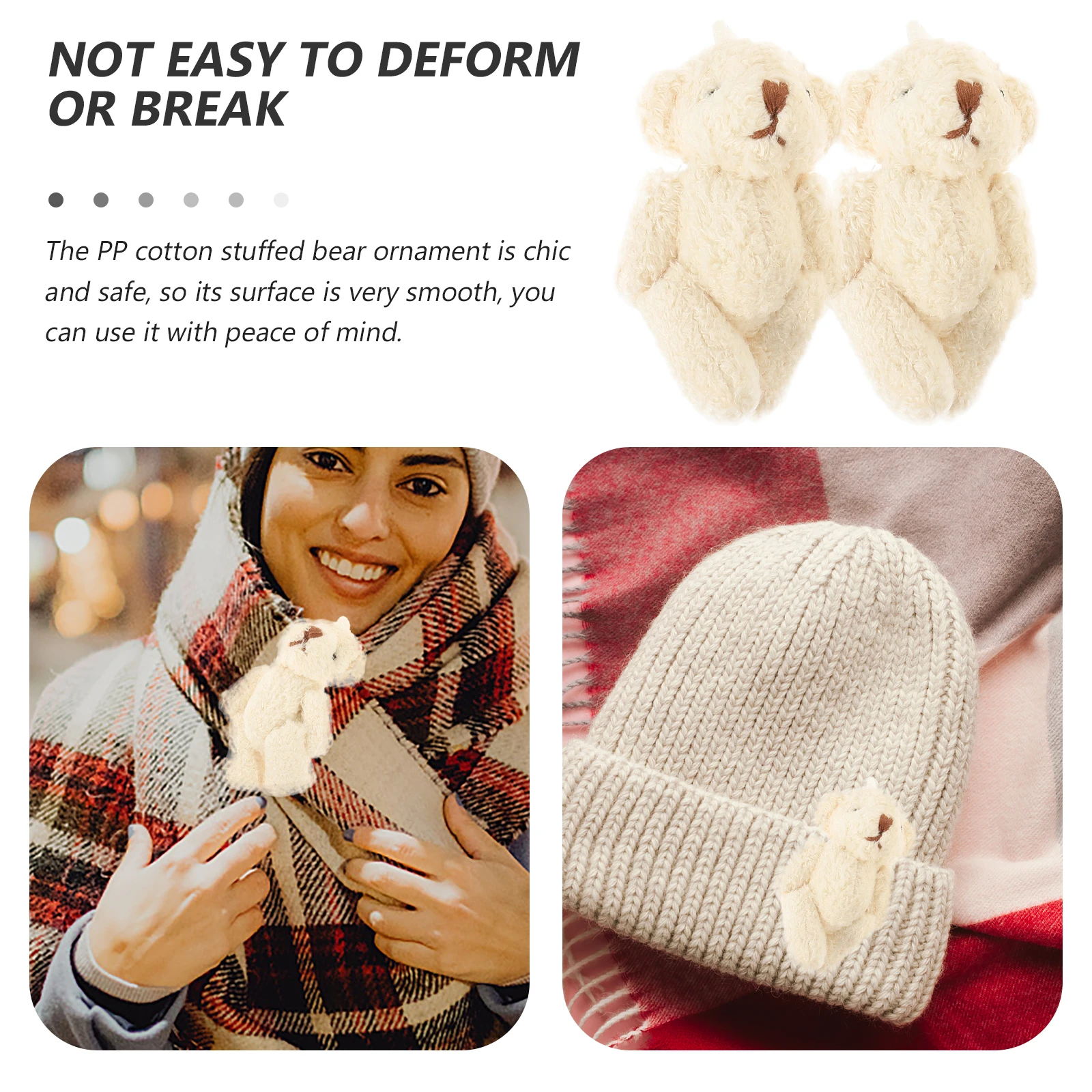 

5 Pcs Pearl Fleece Bear Accessories Mini Stuffed Bears Little Plushies Ornaments Clothes Miniature