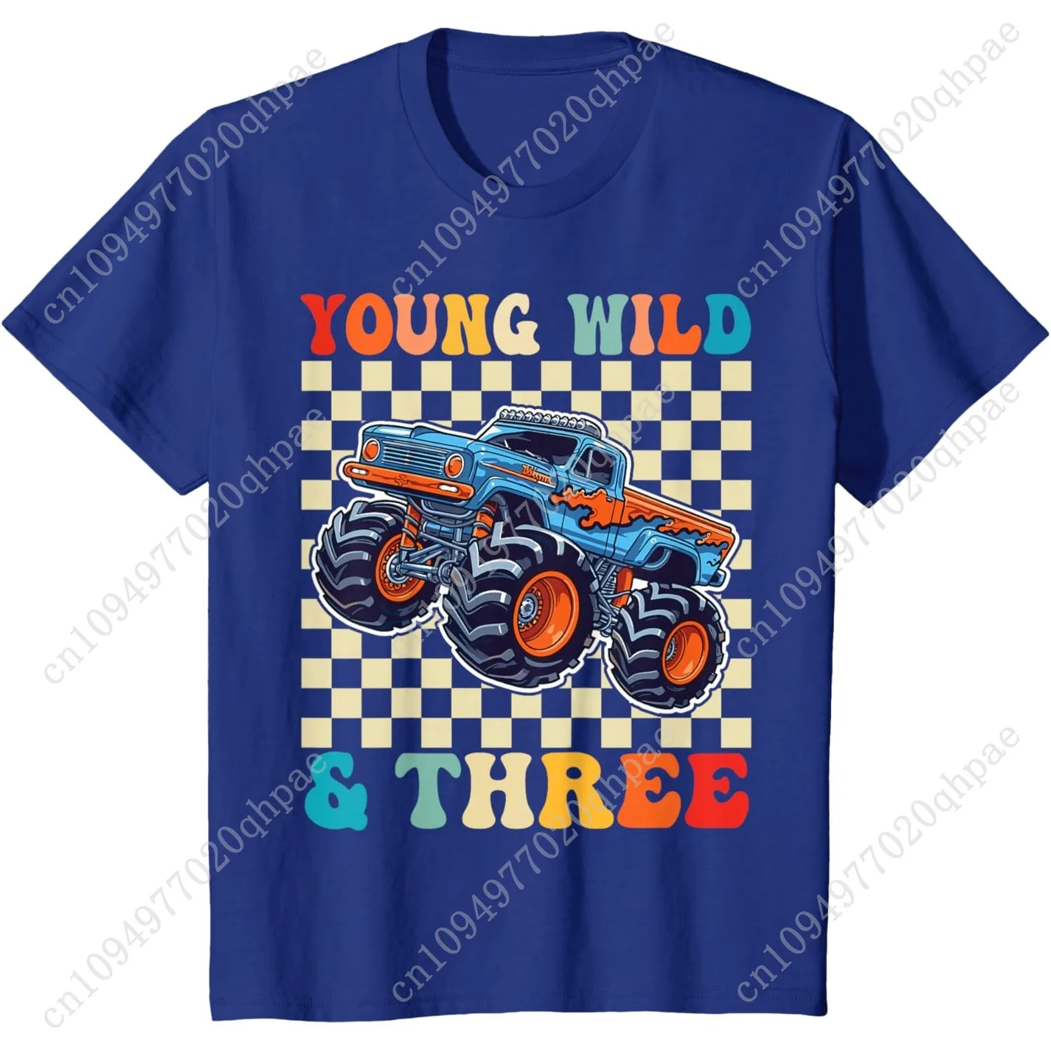 T-shirt per il 3° compleanno del Monster Truck Young Wild e tre anni