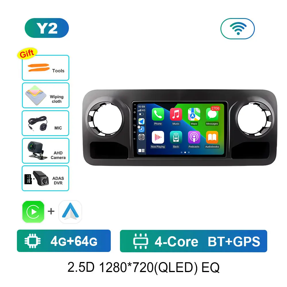 Auto Video Multimedia Speler Voor Mercedes Benz Sprinter Spinway W907 2018 2019 2020 2021 Dsp Stereo Draadloze Carplay Touchscreen