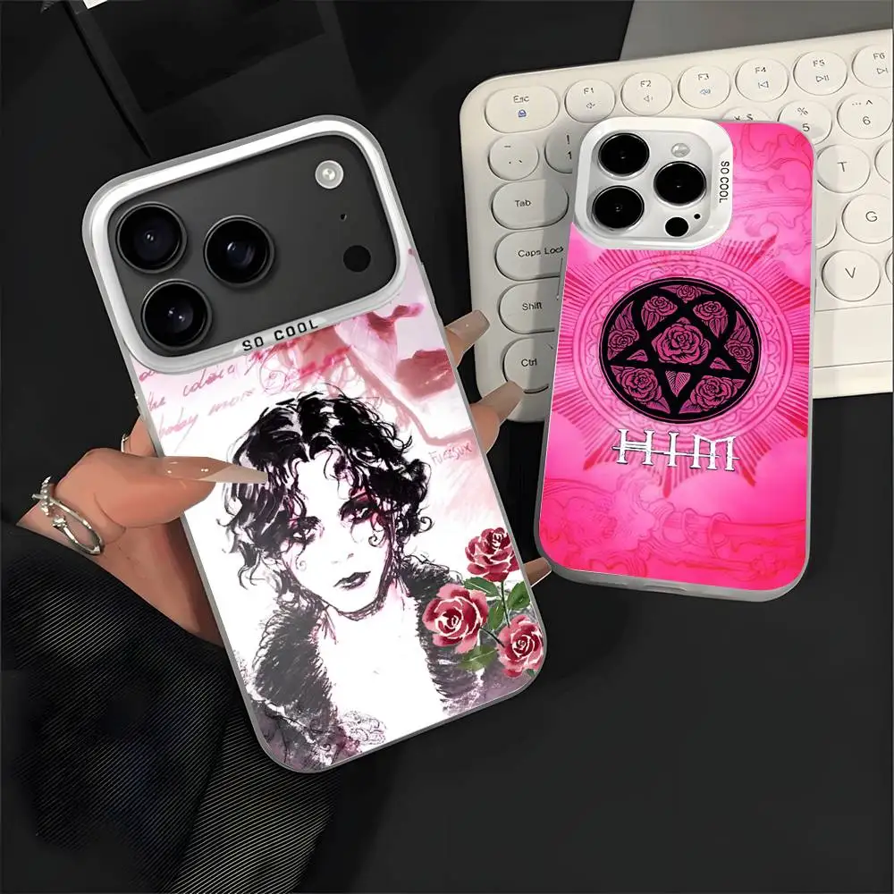 

H-HIM Band V-Ville V-Valo For iPhone 17,16,15,14,13,12,11,Mini,Pro,E,SE4,XS,MAX White Shockproof Candy Matte Cover