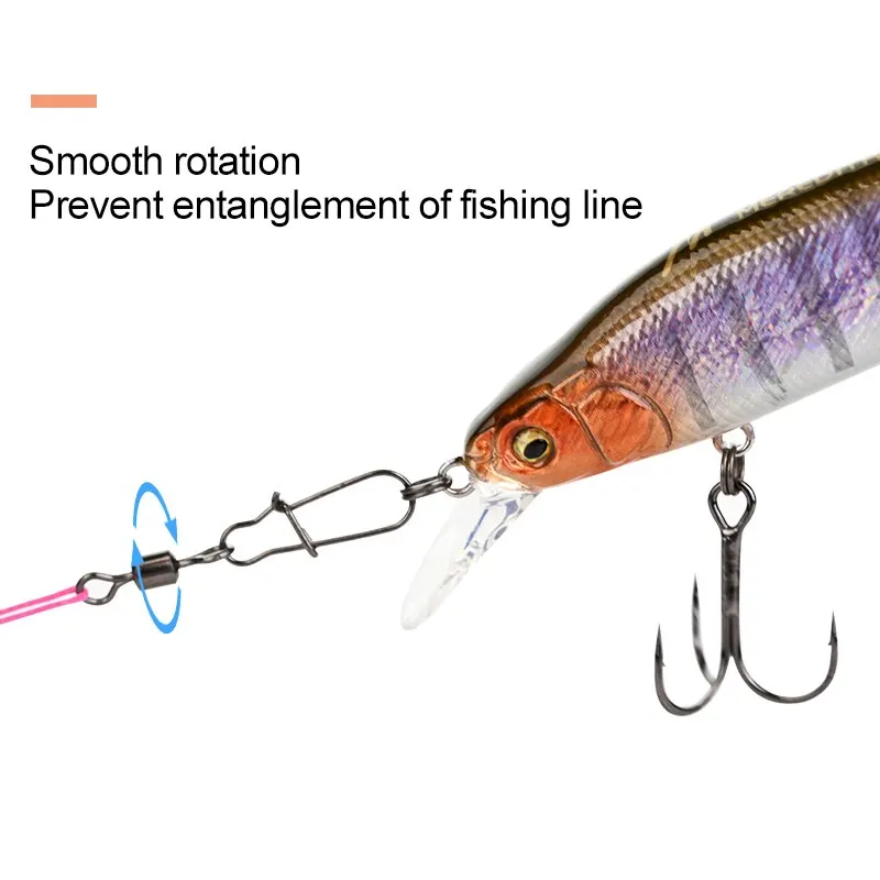 MEREDITH, accesorios de pesca de Lucio, Conector de 50 unidades, rodamiento de clavijas giratorias de acero inoxidable