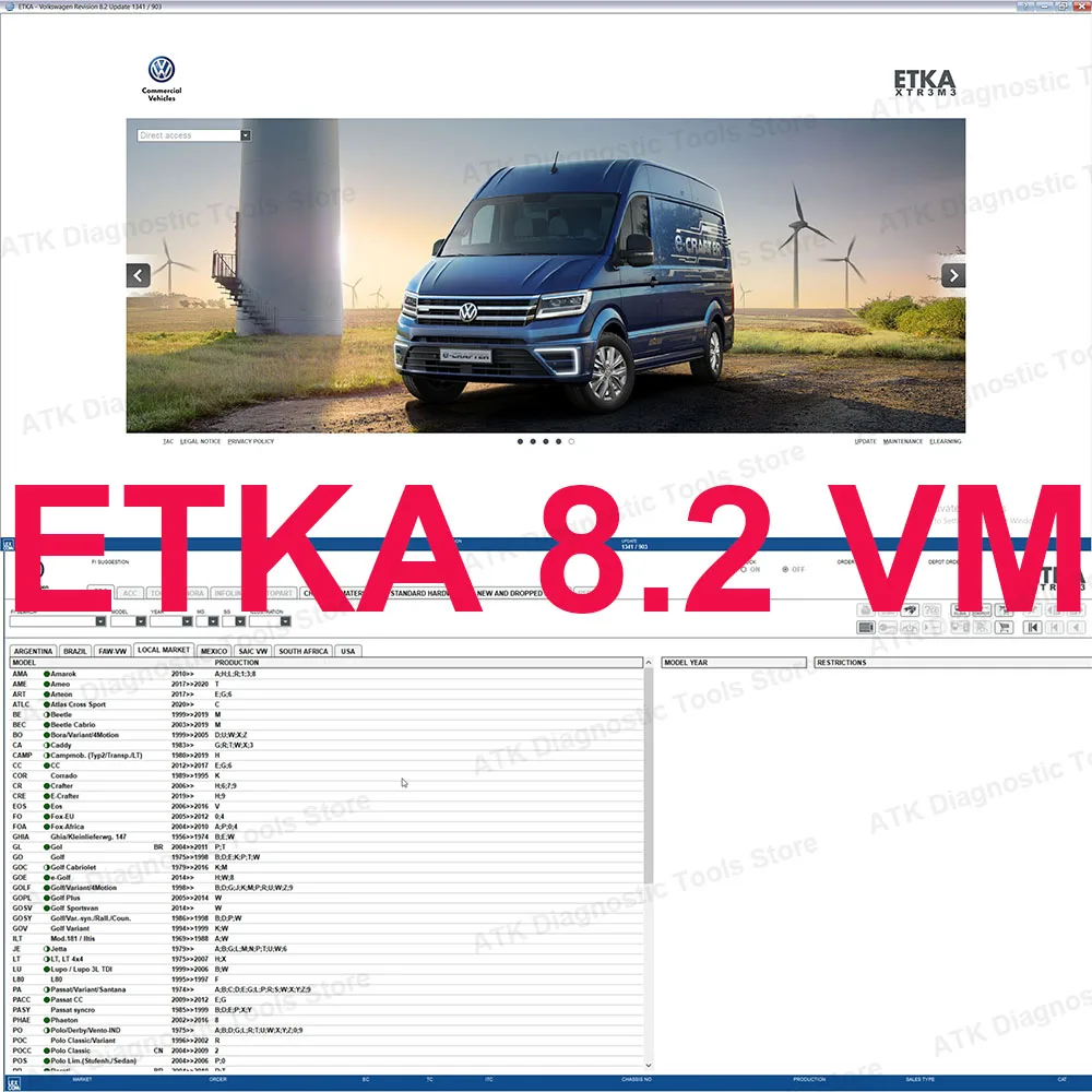 

Newest Etka 8 .2 for A-udi for V-W Auto Repair Software Virtual Machine Version Group Vehicles Electronic Parts Catalog