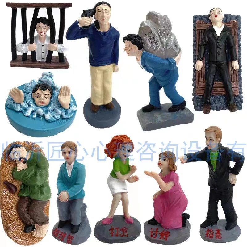 фигурка из смолы, психический психологический песочный стол, игровая коробка, кордовая терапия, давление, утопление, пьяное лежание