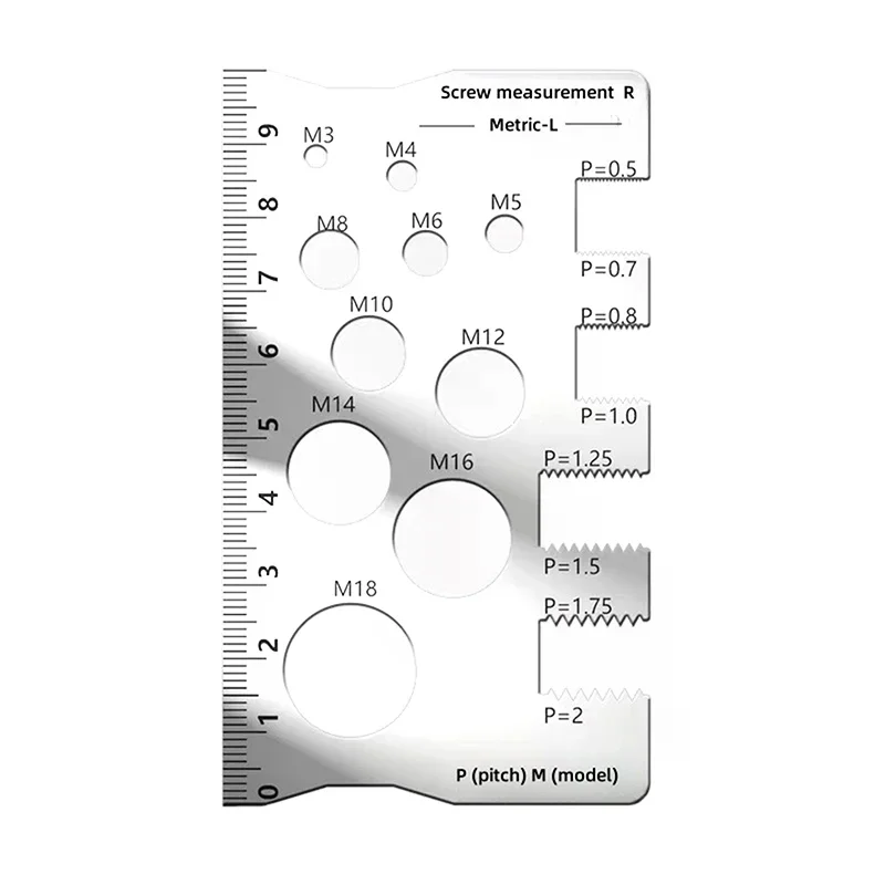 Penggaris Pengukur Pitch Ulir untuk Sekrup, Alat Pengukur Hemat Ruang untuk Bit, Baut, Mur, Sekrup, Industri Kerajinan dan Rumah Tangga