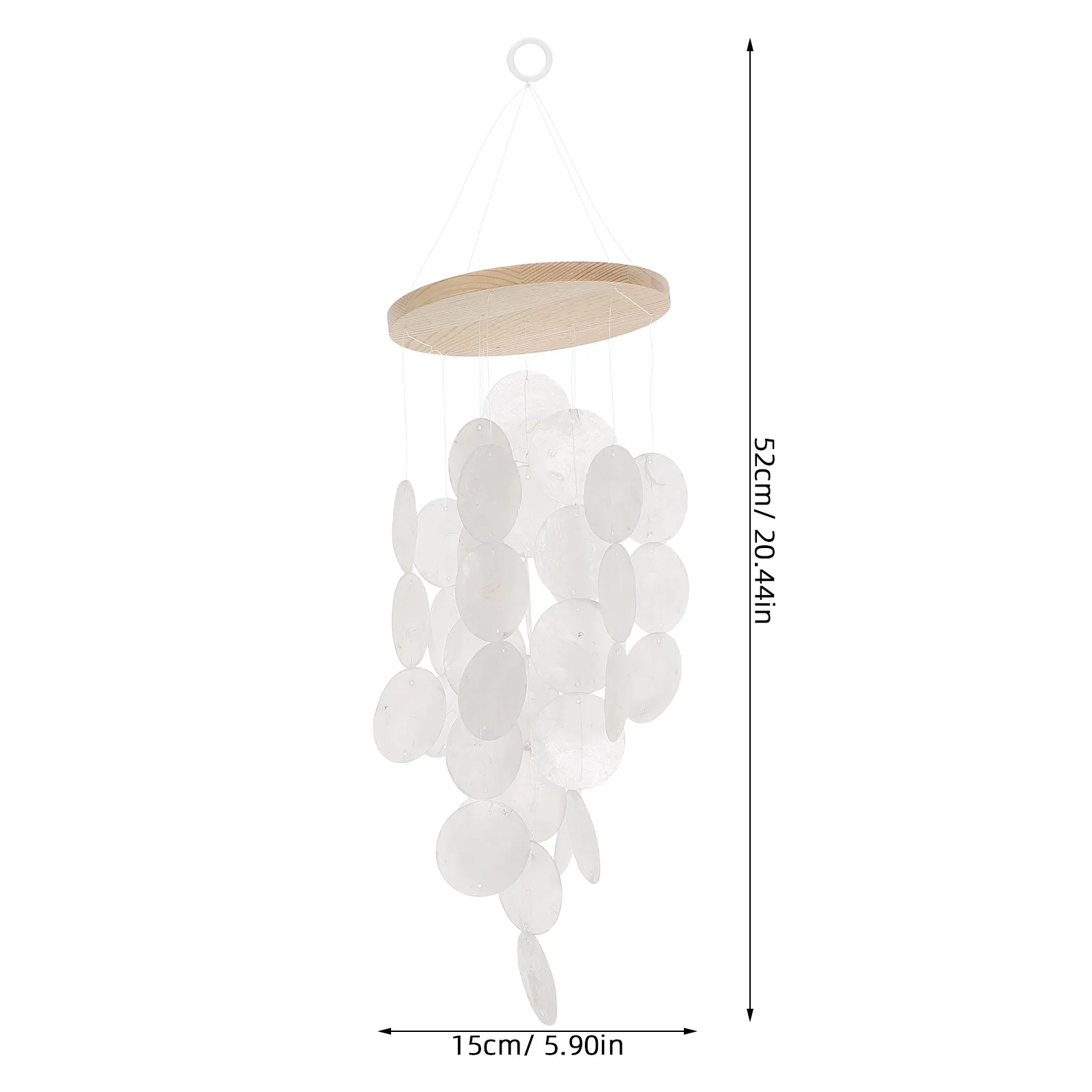 Capiz Shell Wind Chime White Soft Soothing Sound 20.5 Coastal Beach Style Hanging Patio Balcony Window Indoor Outdoor Outdoor