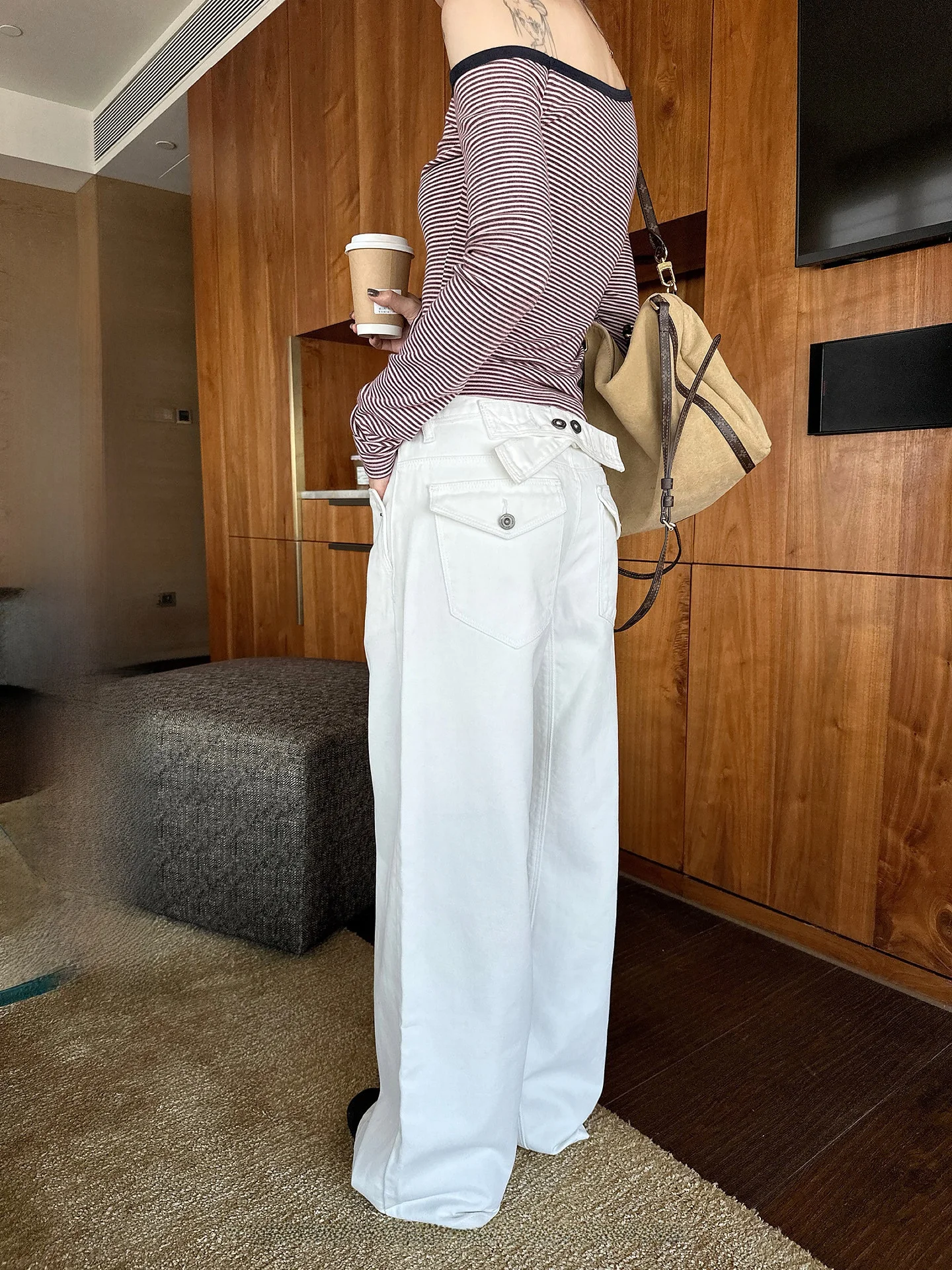 

NingSi Women's Loose Wide Leg Jeans 100 Cotton Straight Casual Trousers Spring Drapey Comfortable Long Pants