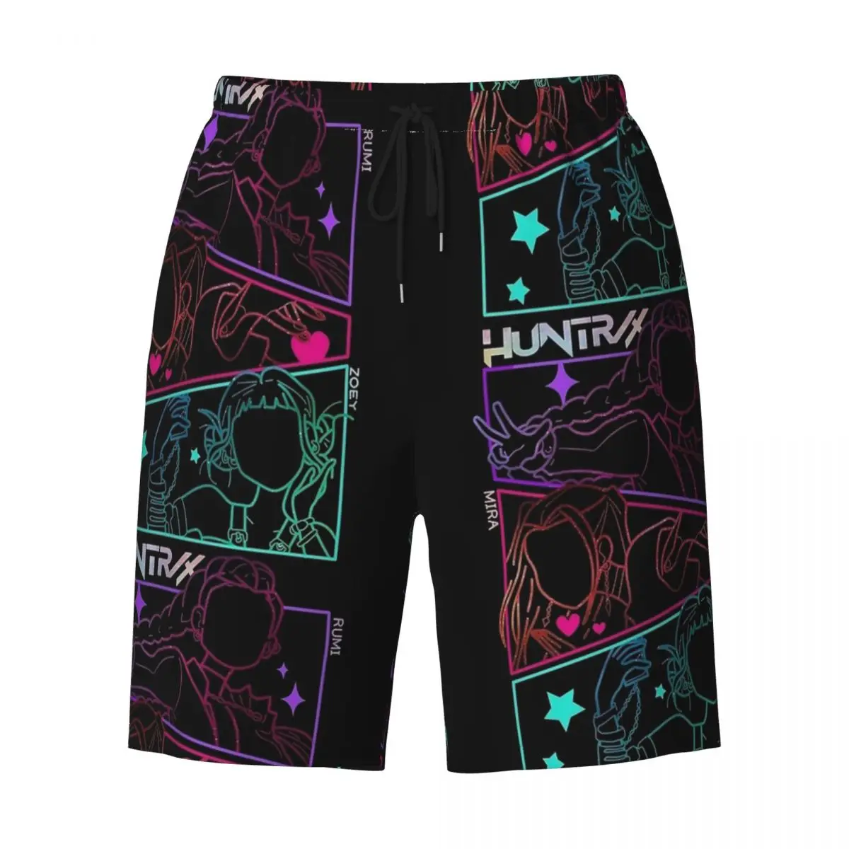 Huntrix Anime Gym Shorts Summer Sports Fitness Beach Short Pants Men Fast Dry Hawaii Printed Plus Size Swim Trunks
