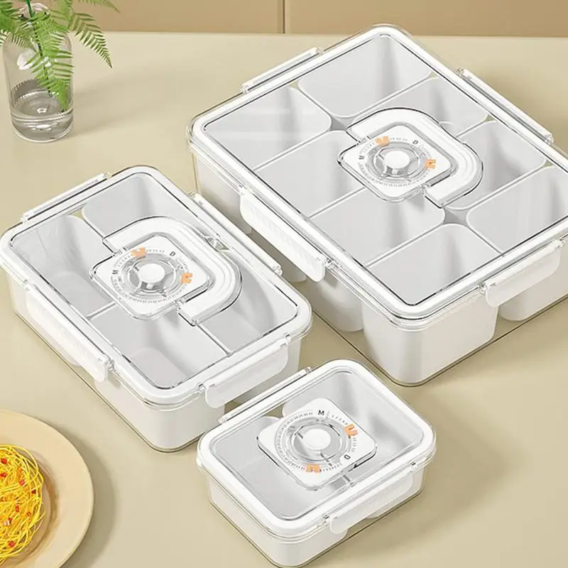 

2/4/8 Grids Multi-functional Food Storage Box Compartment Seasoning Box with Lid Kitchen Condiment Box Divided Serving Tray