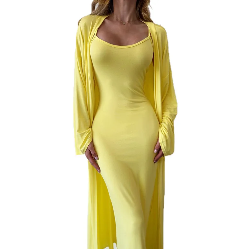 XY25373PFO ストラップ エレガント セクシー ボディコン ドレス ツーピース スリーブ ロング ブラウス セット