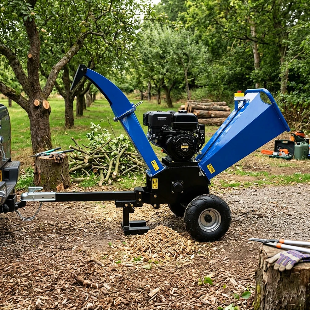 

5-Inch 420cc 15HP Gas Powered Wood Chipper,Leaf Branch Shredder Mulcher with 2'' Coupler Tow Hitch,Towable Wood Shredder