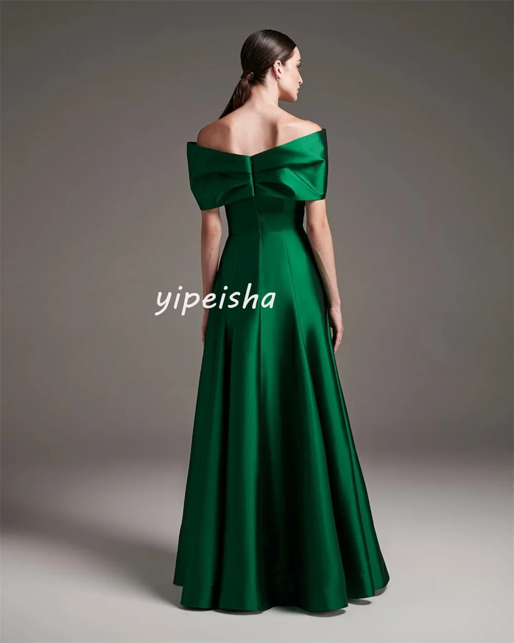 Customized Fashion Formal Pleat Draped A-line Off-the-shoulder Long Dresses Prom Dresses High Quality Casual Classic Sizes Avail