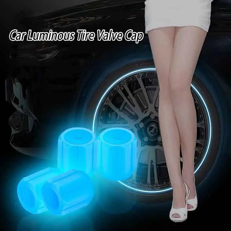 4/20PC Car Luminous Tire Valve Cap Motorcycle Bike Wheel Nozzle Night Glowing Fluorescent Decor Tyre Valve Stem Luminous Caps