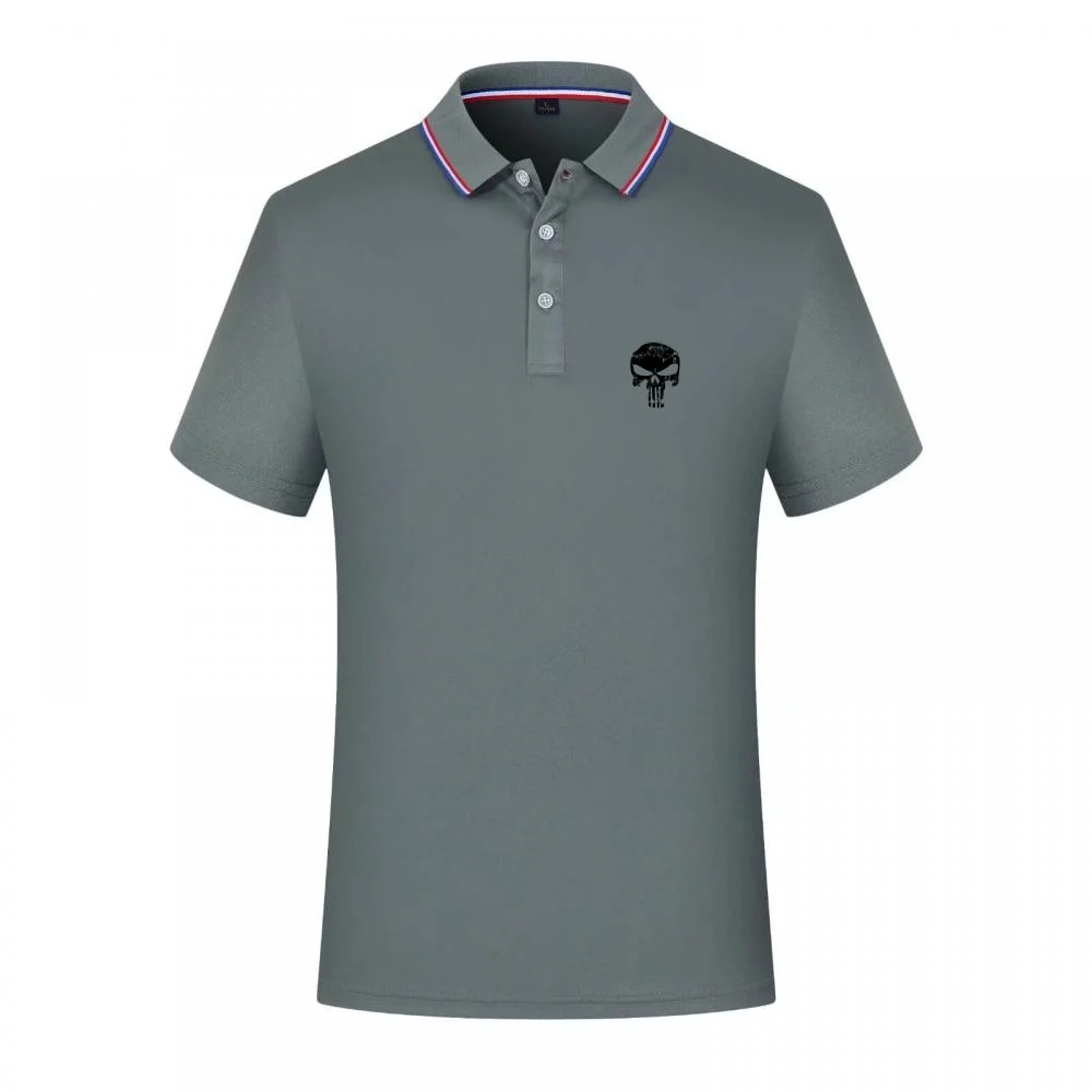 Polo Slim Fit para Hombre 2026 con Estampado Gráfico de Calavera, Cuello Acanalado con Ribete a Rayas, Camiseta Casual y Deportiva