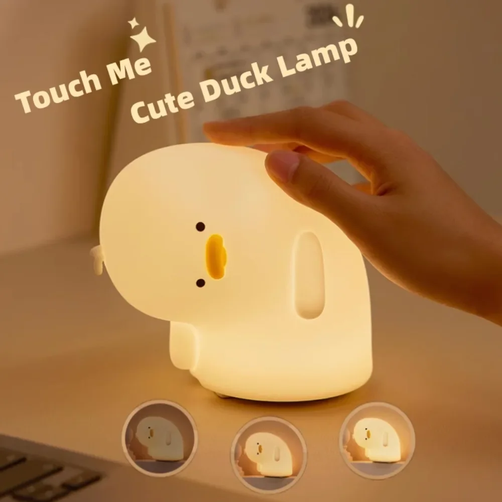 

Creative Duck LED Night Light USB Rechargeable Silicone Lamp Touch Soft Mood Light Child Kid Gift Bedroom Nightlights Decoration