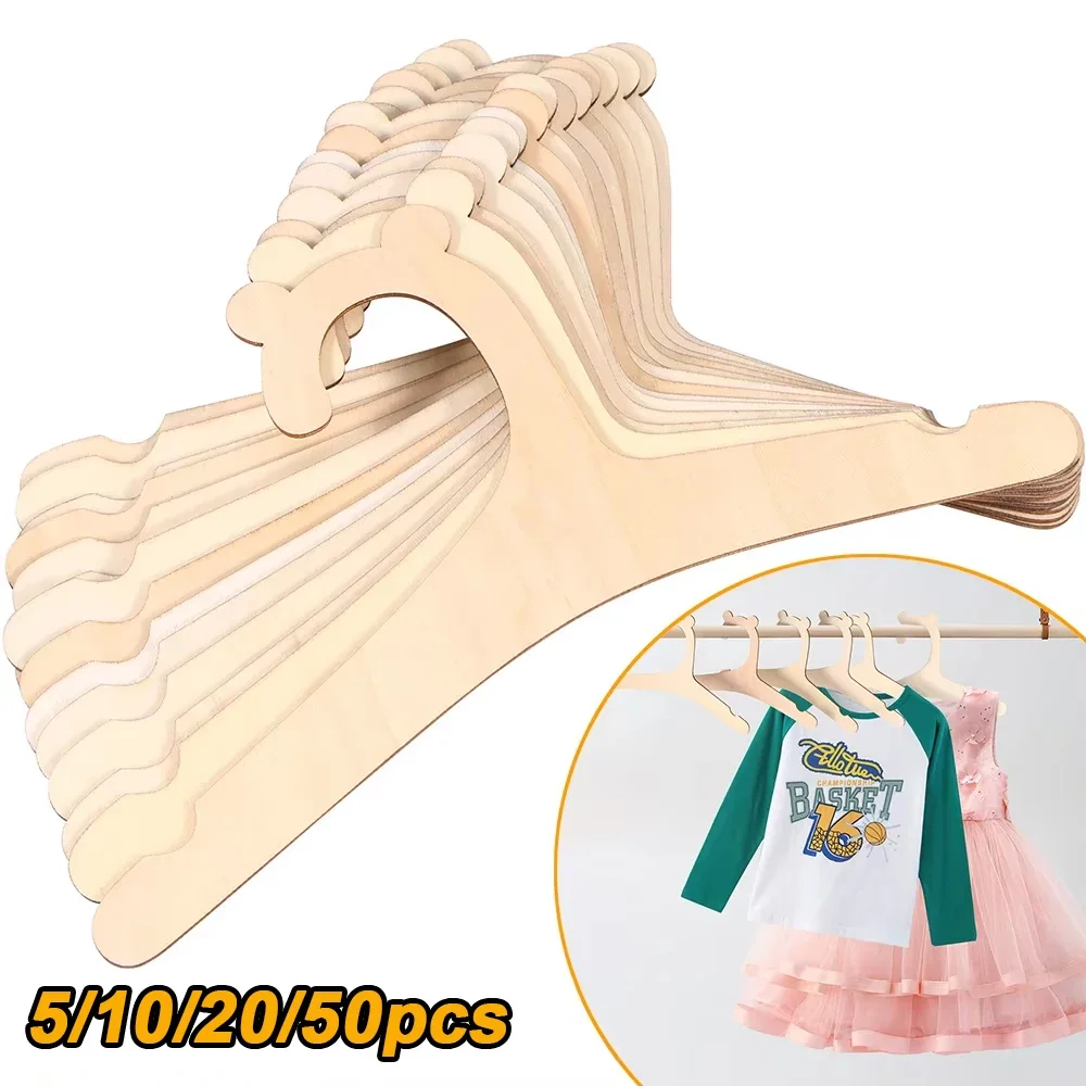yes5/10/20/50pcs Baby Clothes Rack Cute Bear Wooden Children Clothing Hanger Home Girl Princess Room Nursery Decor for Kids Pres view 2