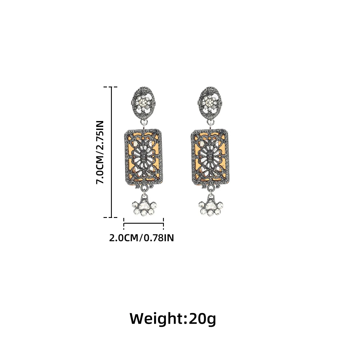 ZAA خمر تصميم مربع الجوف التدريجي حجر الراين زهرة إسقاط أقراط للنساء مأدبة هدايا مجوهرات الحفلات