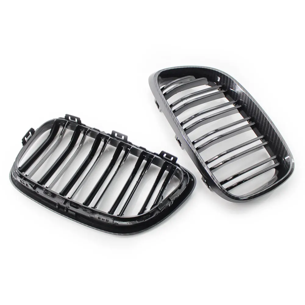Parrilla de riñón de capó delantero de doble listón de Color de fibra de carbono Compatible con BMW F22 F23 M2 2014-2018 para BMW 225i 218i 220i