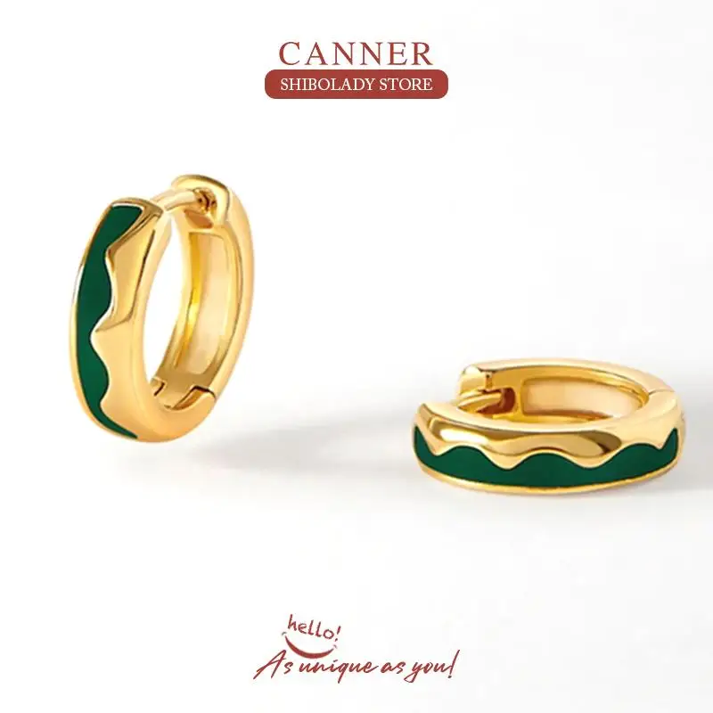 

CANNER Colorful Enamel 925 Sterling Silver Earring For Women Hoop Earrings 18K Piercing Cartilage Wedding Party Fine Jewelry