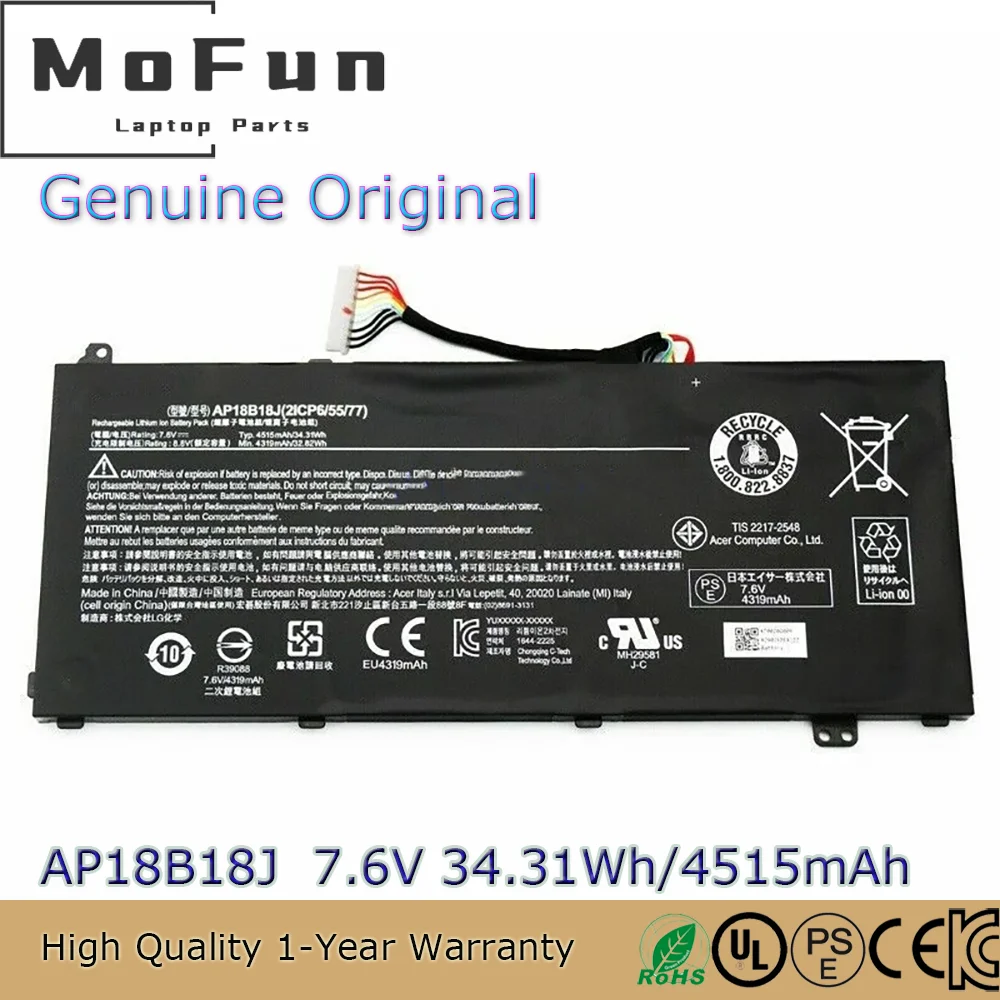 

Оригинальный аккумулятор для ноутбука AC14A8L 4605 мАч для Acer Aspire VN7-571 VN7-571G VN7-591 VN7-591G VN7-791G KT.0030G.001 3ICP7/61/80