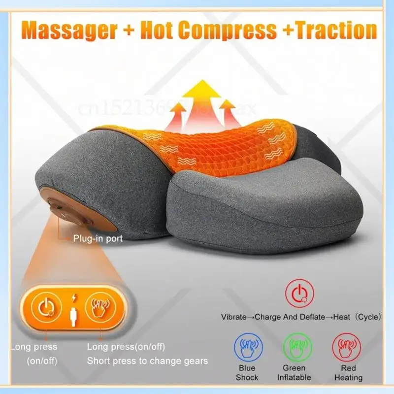 -SPOR Deep Tissue Pain Relief 3-In-1 Neck Massager Pillow For Shoulder Pain With Heating And Traction Function