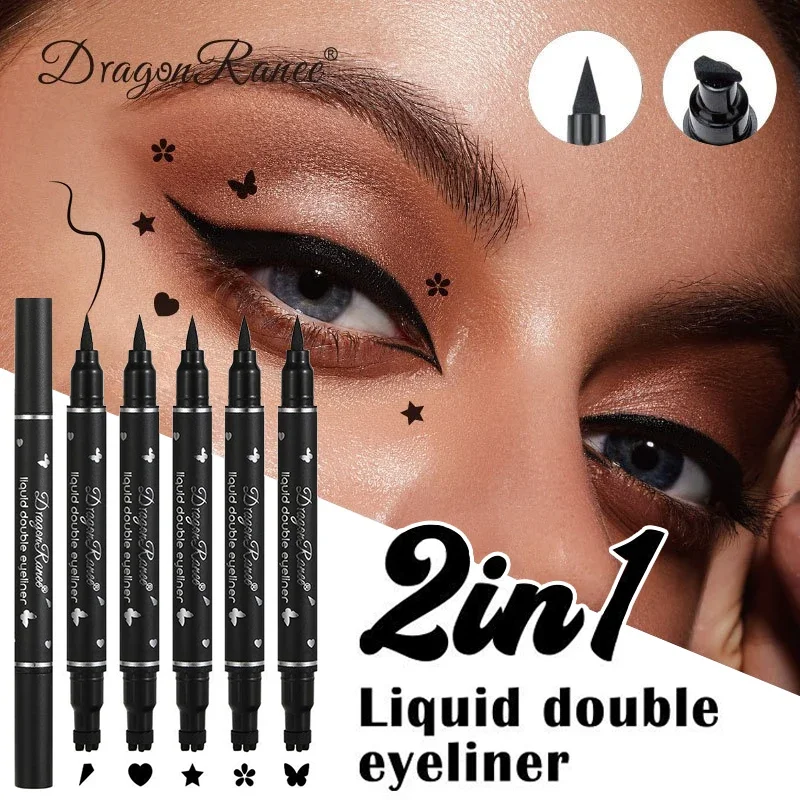 Double Head Star Seal Eyeliner Langdurige waterdichte niet-vlekkende vlinderhart pruim verfraaid oogstaart eyeliner