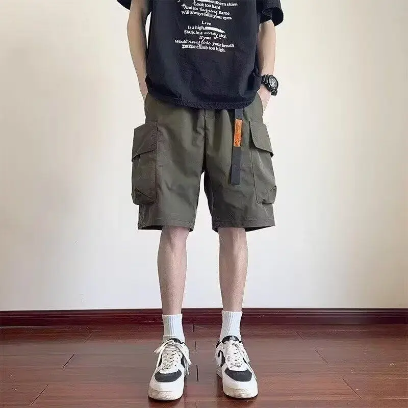 

Y Heavy Du 3D Double ket Workwear orts Japanese Retro Multi ket Wide Leg Loose Five orts Youth Spring Summer