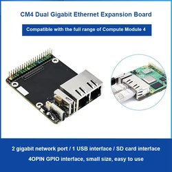 Waveshare CM4-DUAL-ETH-MINI Expansion Board For Raspberry Pi Compute Module 4 RJ45 Dual Gigabit Ethernet Port Expansion Board