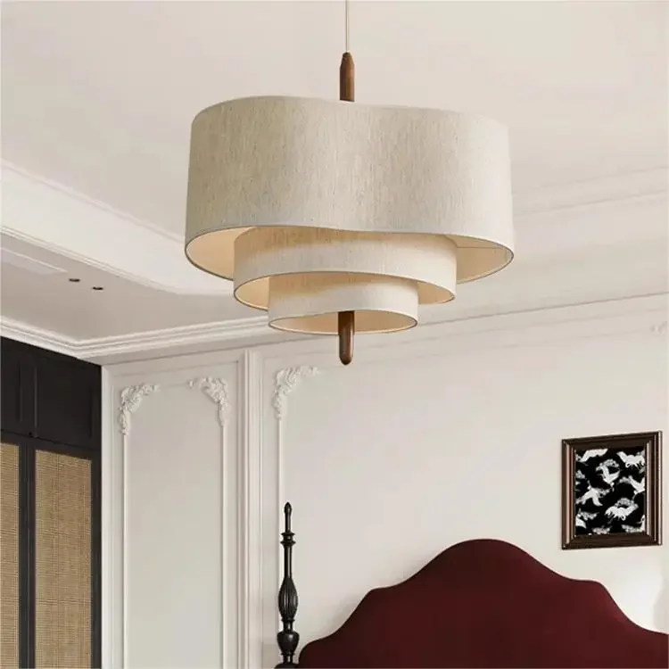 ثريا قماش Wabi-sabi، مصباح رئيسي لغرفة النوم وغرفة الطعام وغرفة المعيشة الفرنسية في العصور الوسطى #1