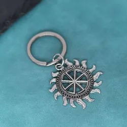 Sun Wheel Pendant Keychain Slavic Kolovrat Amulet Key Chains For Men Women Viking Jewelry Birthday Gift For Boyfriend