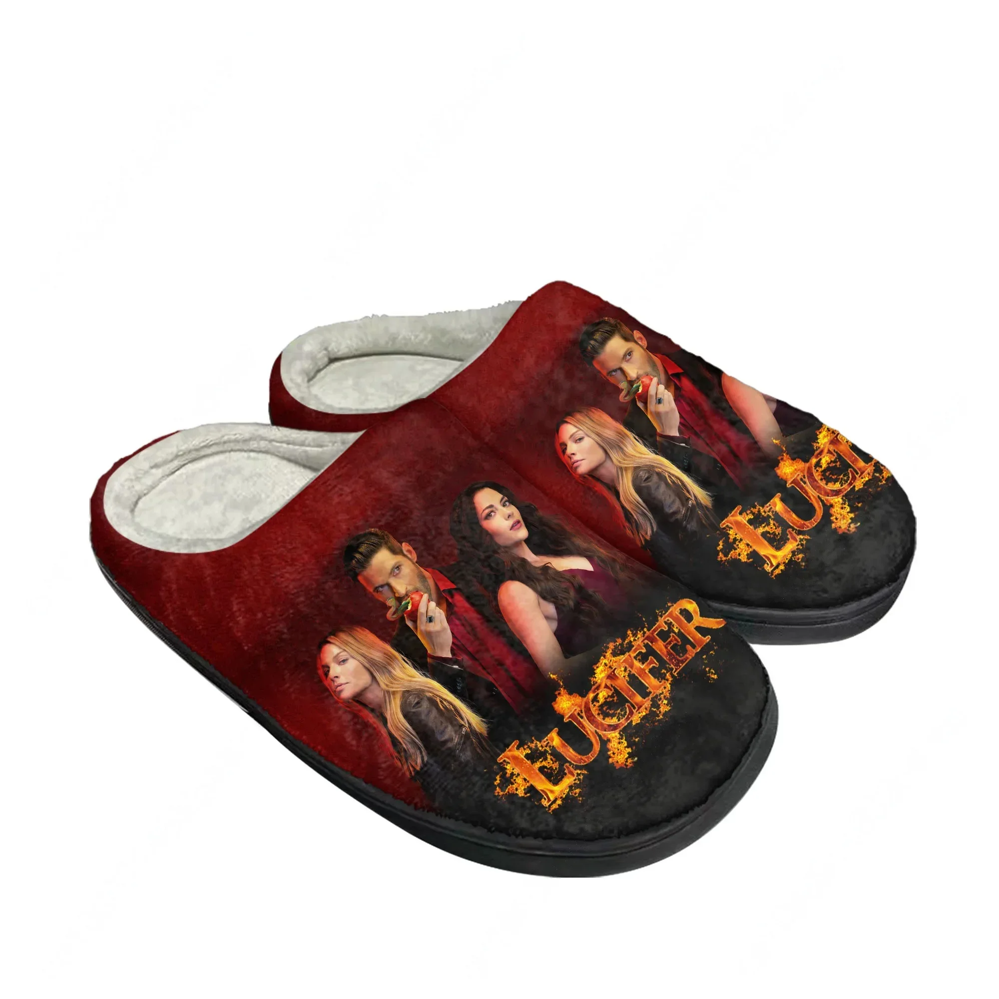 Lucifer TV Home Cotton Custom Slippers Lucifer Morningstar Mens Womens Plush Bedroom Casual Keep Warm Shoes Thermal Slipper