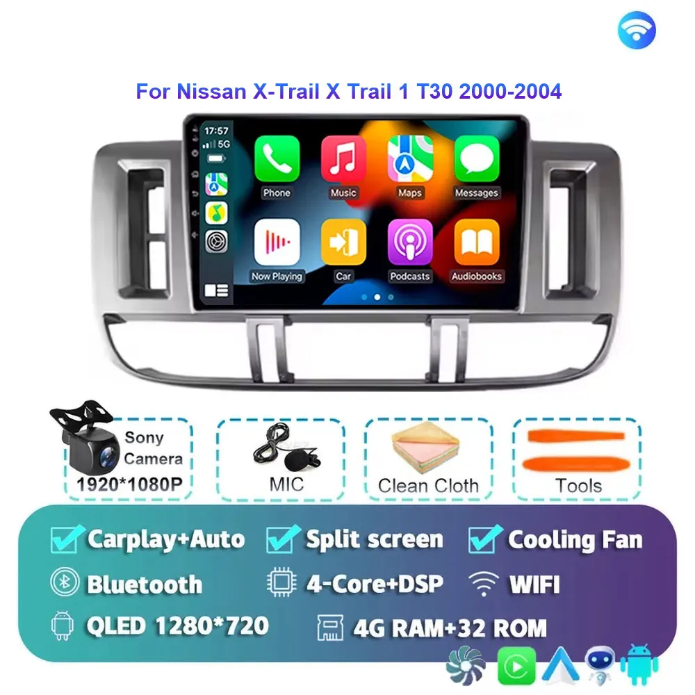 Android 15 autoradio voor Nissan X-Trail 2000-2004 met GPS navigatie 2DIN stereo BT Carplay videospeler X Trail X-Trail T30