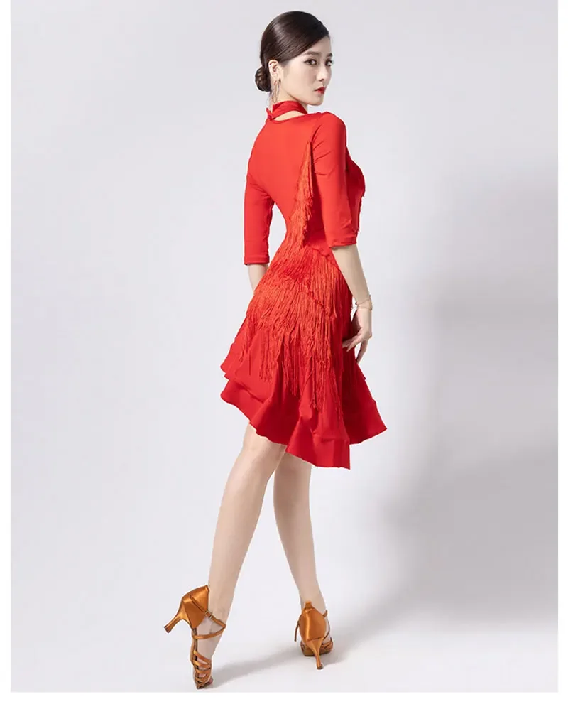 แฟชั่นเต้นรําละตินสําหรับผู้หญิงละตินชุด Fringes ห้องบอลรูมฝึกเสื้อผ้า Salsa Samba Dance เครื่องแต่งกาย